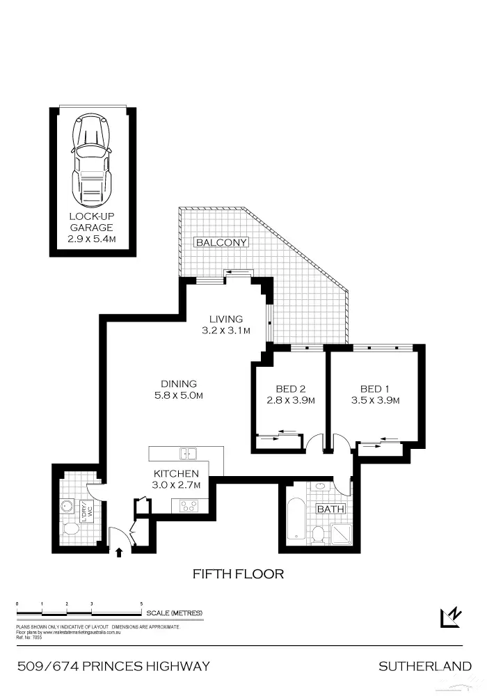Floorplan of Homely unit listing, 509/674-678 Old Princes Highway, Sutherland NSW 2232
