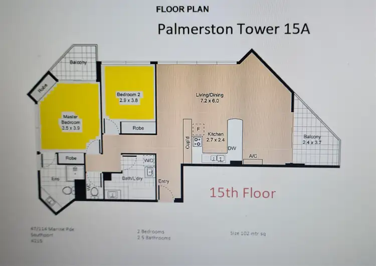 Floorplan of Homely unit listing, 15a Palmerston Tower, Southport QLD 4215