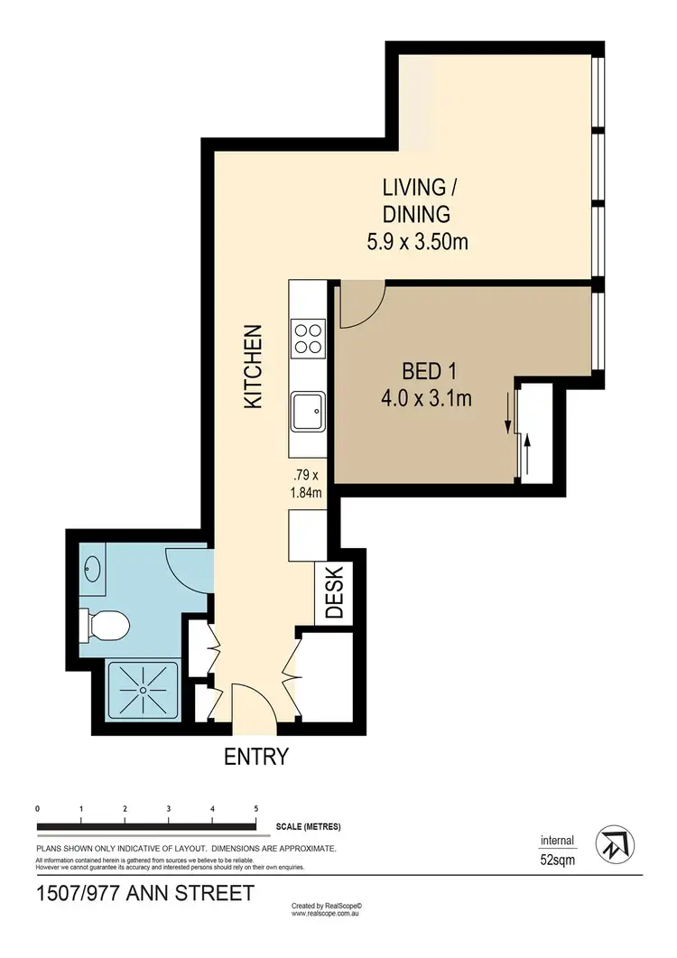 Floorplan of Homely apartment listing, 1507/977 Ann Street, Fortitude Valley QLD 4006