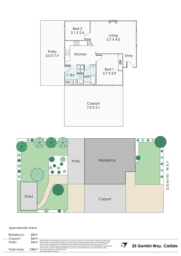 Floorplan of Homely semi-detached listing, 25 Gemini Way, Carlisle WA 6101