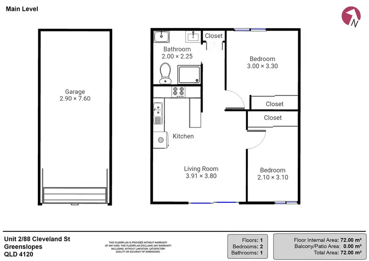 Floorplan of Homely apartment listing, 2/88 Cleveland Street, Stones Corner QLD 4120