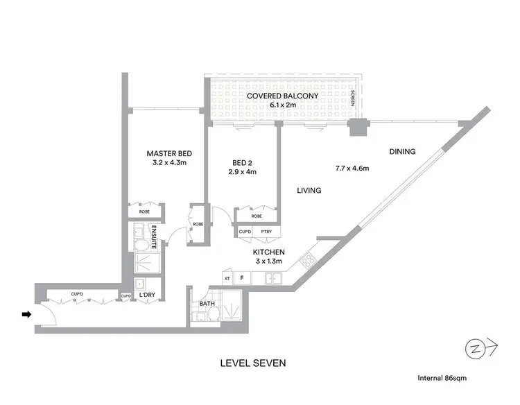 Floorplan of Homely unit listing, 710/486 Pacific Highway, St Leonards NSW 2065
