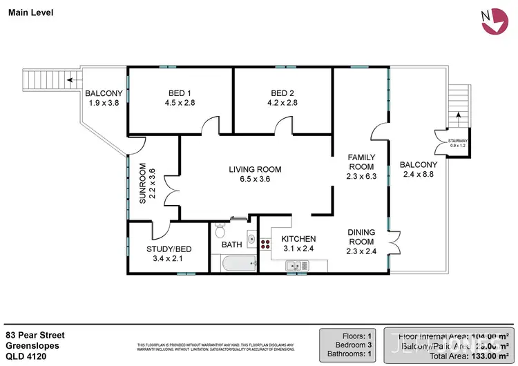 Floorplan of Homely house listing, 83 Pear Street, Greenslopes QLD 4120