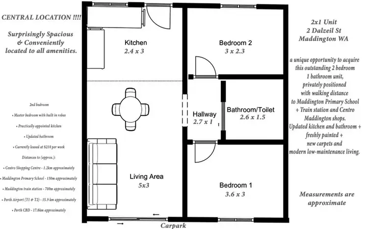 Floorplan of Homely unit listing, 5/2 Dalzeil Street, Maddington WA 6109