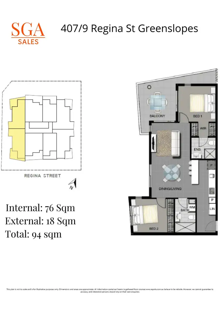 Floorplan of Homely apartment listing, 407/9 Regina Street, Greenslopes QLD 4120