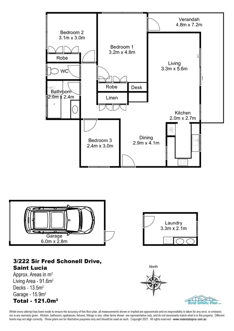 Floorplan of Homely apartment listing, 3/222 Sir Fred Schonell Drive, St Lucia QLD 4067