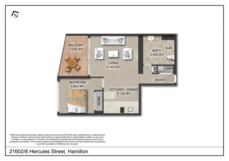 Floorplan of Homely apartment listing, 21602/8 Hercules Street, Hamilton QLD 4007