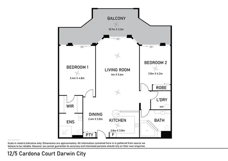 Floorplan of Homely apartment listing, 12/5 Cardona Ct, Darwin City NT 800