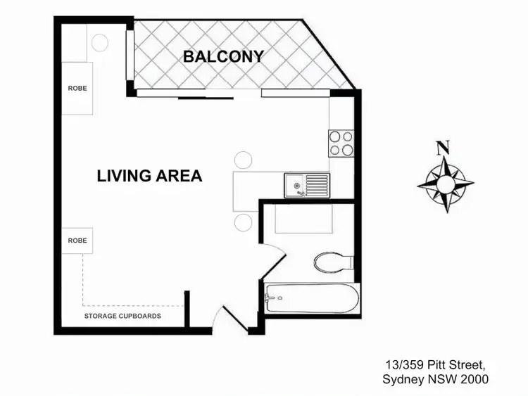 Floorplan of Homely apartment listing, 13/359 Pitt Street, Sydney NSW 2000