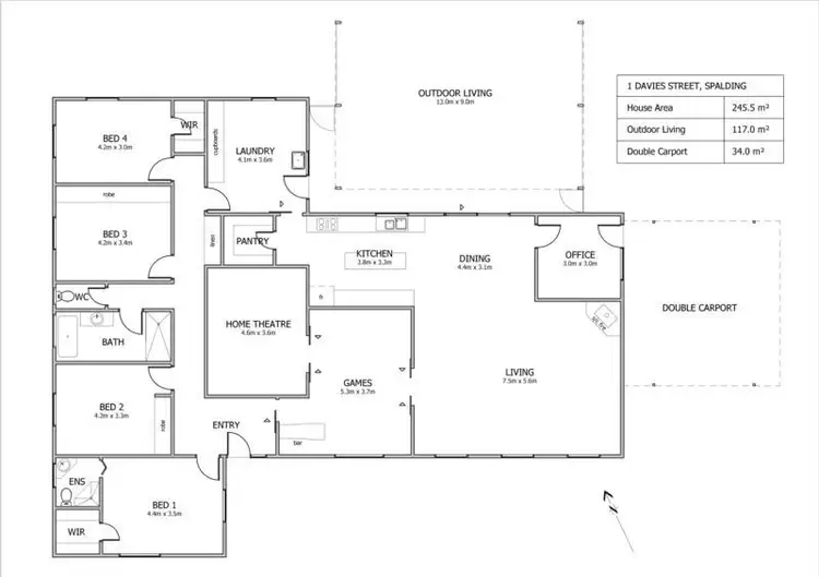 Floorplan of Homely house listing, 1 Davies Terrace, Spalding SA 5454