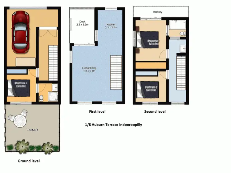 Floorplan of Homely townhouse listing, 1/8 Auburn Terrace, Indooroopilly QLD 4068