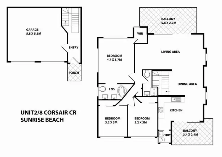 Floorplan of Homely unit listing, 2/8 Corsair Crescent, Sunrise Beach QLD 4567