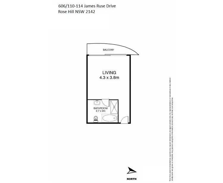 Floorplan of Homely studio listing, 606/110 James Ruse Drive, Rosehill NSW 2142
