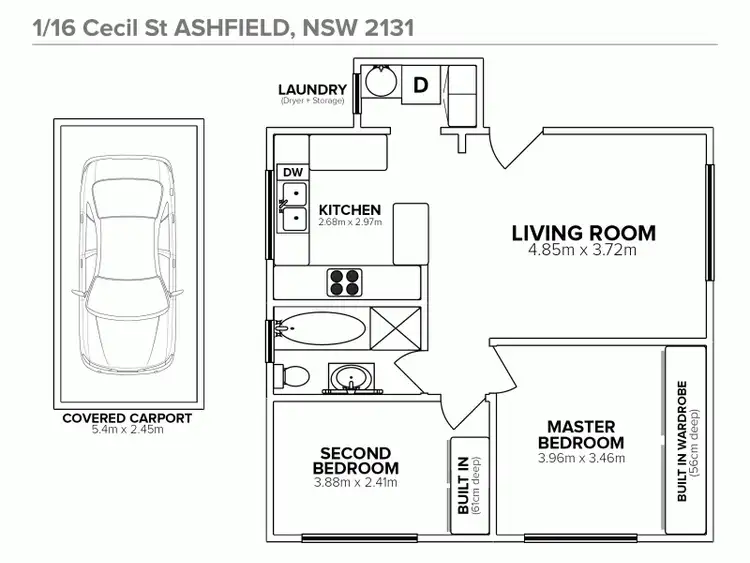 Floorplan of Homely apartment listing, 1/16 Cecil Street, Ashfield NSW 2131