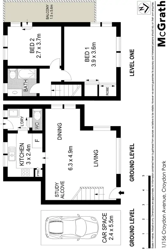 Floorplan of Homely townhouse listing, 1/156 Croydon Avenue, Croydon Park NSW 2133