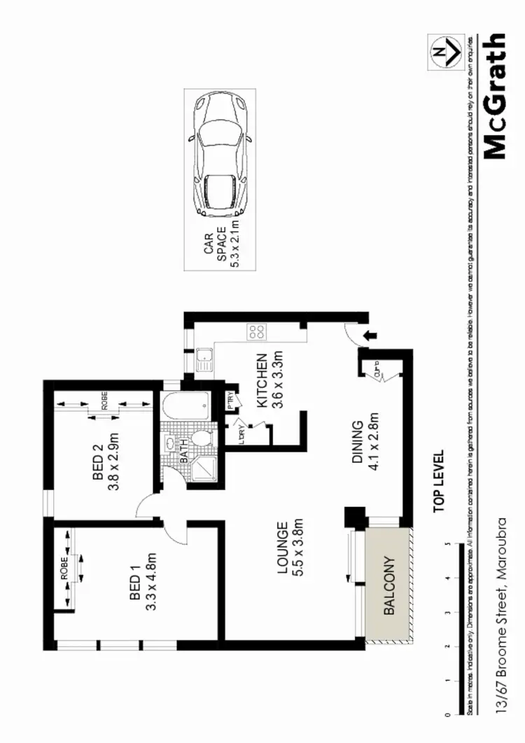Floorplan of Homely apartment listing, 13/67 Broome Street, Maroubra NSW 2035
