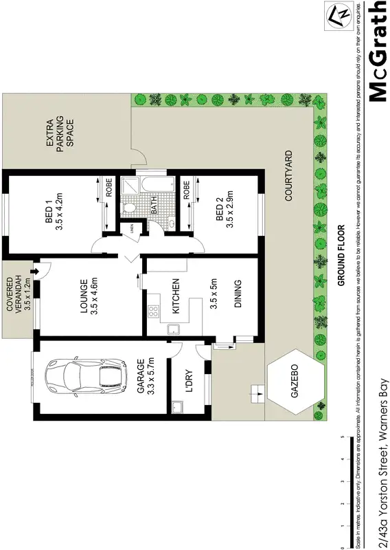 Floorplan of Homely villa listing, 2/43A Yorston Street, Warners Bay NSW 2282