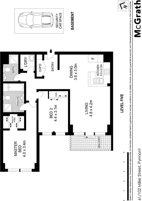 Floorplan of Homely apartment listing, 61/102 Miller Street, Pyrmont NSW 2009
