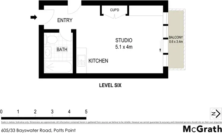 Floorplan of Homely apartment listing, 605/33 Bayswater Road, Potts Point NSW 2011