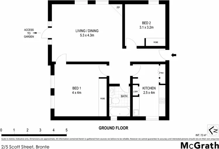 Floorplan of Homely apartment listing, 2/5 Scott Street, Bronte NSW 2024