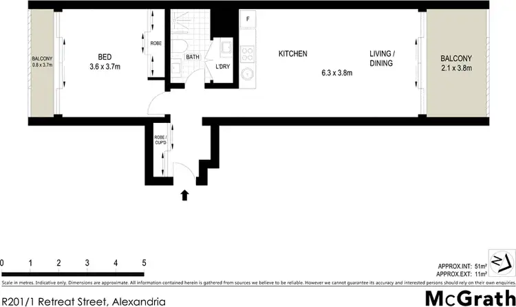 Floorplan of Homely apartment listing, R201/1 Retreat Street, Alexandria NSW 2015