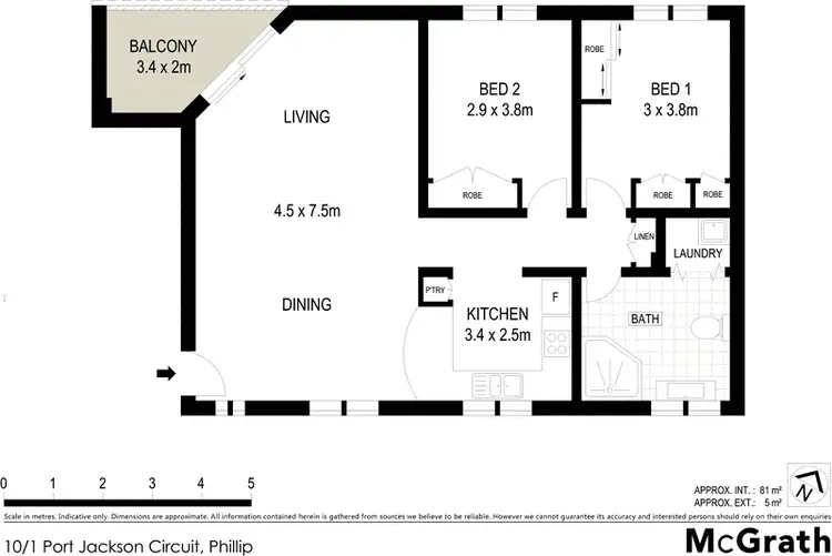 Floorplan of Homely apartment listing, 10/1 Port Jackson Circuit, Phillip ACT 2606