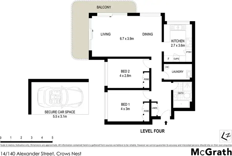 Floorplan of Homely apartment listing, 14/140 Alexander Street, Crows Nest NSW 2065