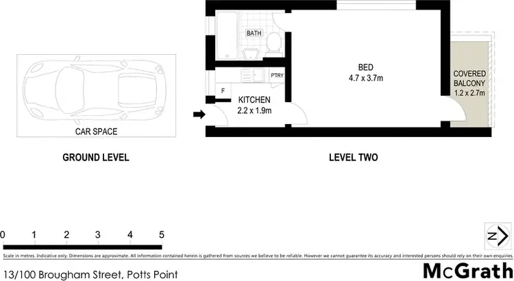 Floorplan of Homely studio listing, 13/100 Brougham Street, Potts Point NSW 2011