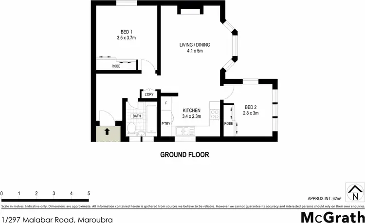 Floorplan of Homely apartment listing, 1/297 Malabar Road, Maroubra NSW 2035