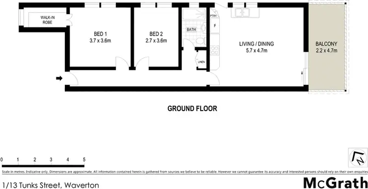 Floorplan of Homely apartment listing, 1/13 Tunks Street, Waverton NSW 2060
