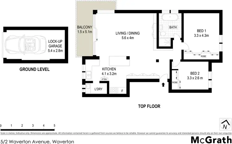 Floorplan of Homely apartment listing, 5/2 Waverton Avenue, Waverton NSW 2060