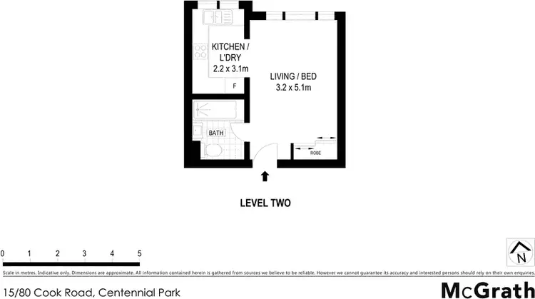 Floorplan of Homely studio listing, 15/80 Cook Road, Centennial Park NSW 2021