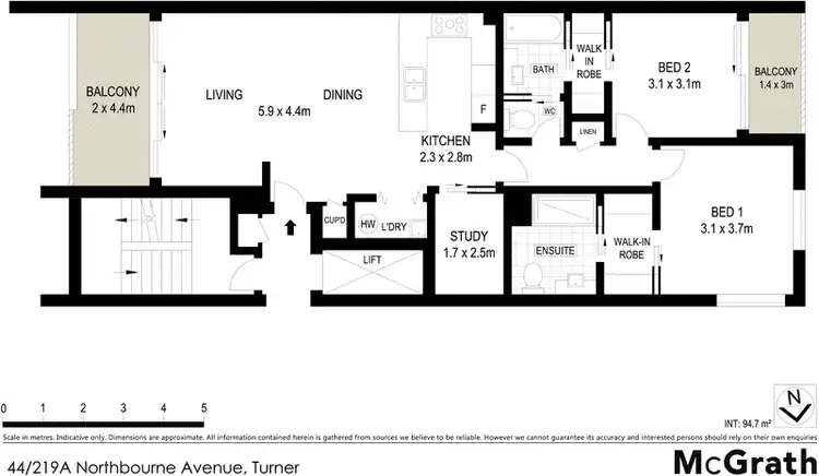 Floorplan of Homely apartment listing, 44/219A Northbourne Avenue, Turner ACT 2612