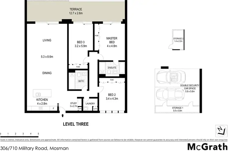 Floorplan of Homely apartment listing, 306/710 Military Road, Mosman NSW 2088