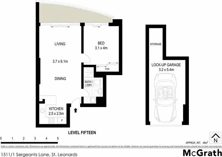 Floorplan of Homely apartment listing, 1511/1 Sergeants Lane, St Leonards NSW 2065