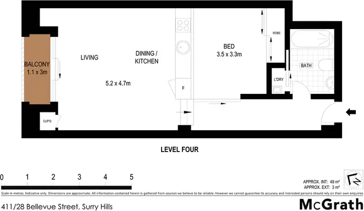 Floorplan of Homely apartment listing, 411/28 Bellevue Street, Surry Hills NSW 2010