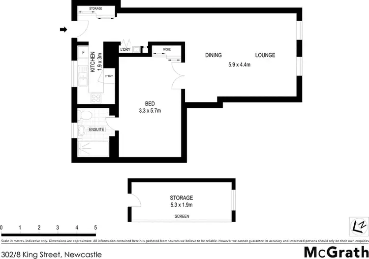 Floorplan of Homely unit listing, 302/8 King Street, Newcastle NSW 2300