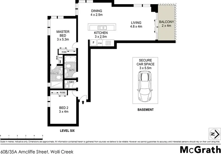 Floorplan of Homely apartment listing, 608/35A Arncliffe Street, Wolli Creek NSW 2205