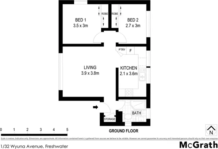 Floorplan of Homely apartment listing, 1/32 Wyuna Avenue, Freshwater NSW 2096