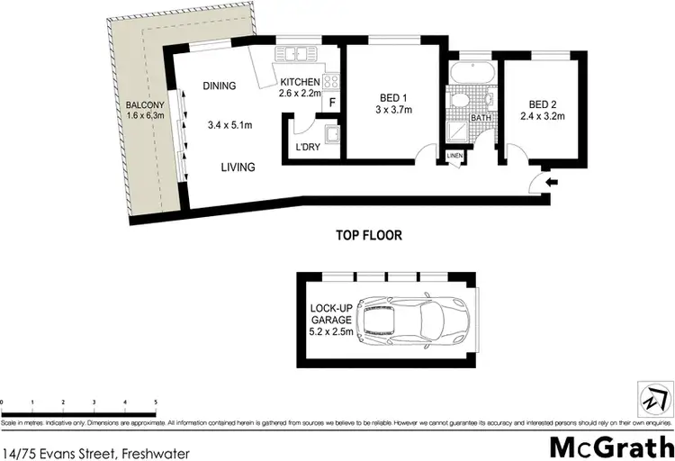 Floorplan of Homely apartment listing, 14/75 Evans Street, Freshwater NSW 2096