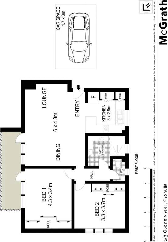 Floorplan of Homely apartment listing, 2/3 Ozone Street, Cronulla NSW 2230