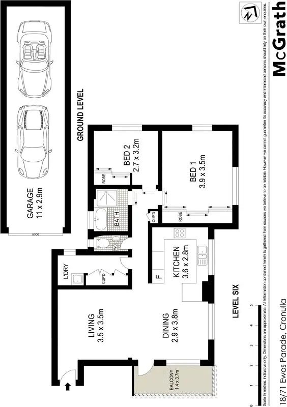 Floorplan of Homely apartment listing, 18/71 Ewos Parade, Cronulla NSW 2230