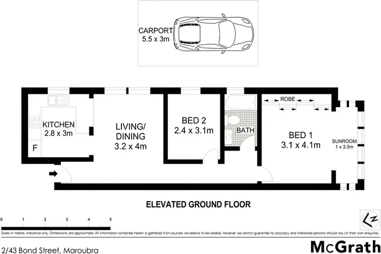 Floorplan of Homely apartment listing, 2/43 Bond Street, Maroubra NSW 2035