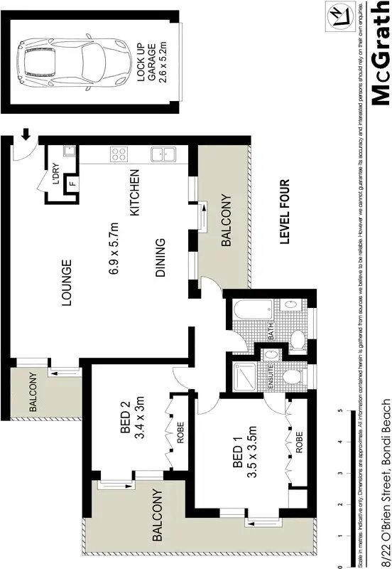 Floorplan of Homely apartment listing, 8/22 O'Brien Street, Bondi Beach NSW 2026