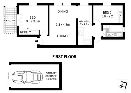 Floorplan of Homely apartment listing, 2/87A Birriga Road, Bellevue Hill NSW 2023