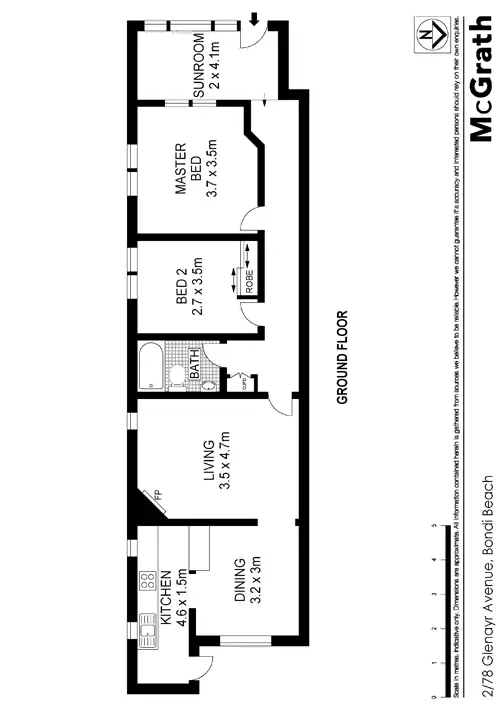 Floorplan of Homely apartment listing, 2/78 Glenayr Avenue, North Bondi NSW 2026