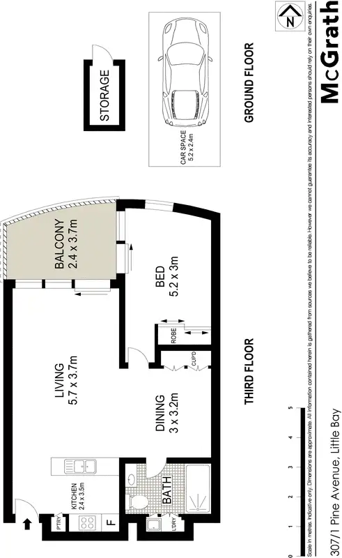 Floorplan of Homely apartment listing, 307/1 Pine Avenue, Little Bay NSW 2036