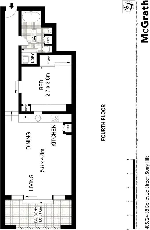 Floorplan of Homely apartment listing, 405/24 Bellevue Street, Surry Hills NSW 2010
