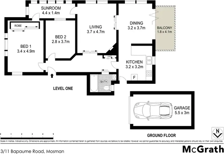 Floorplan of Homely apartment listing, 3/11 Bapaume Road, Mosman NSW 2088