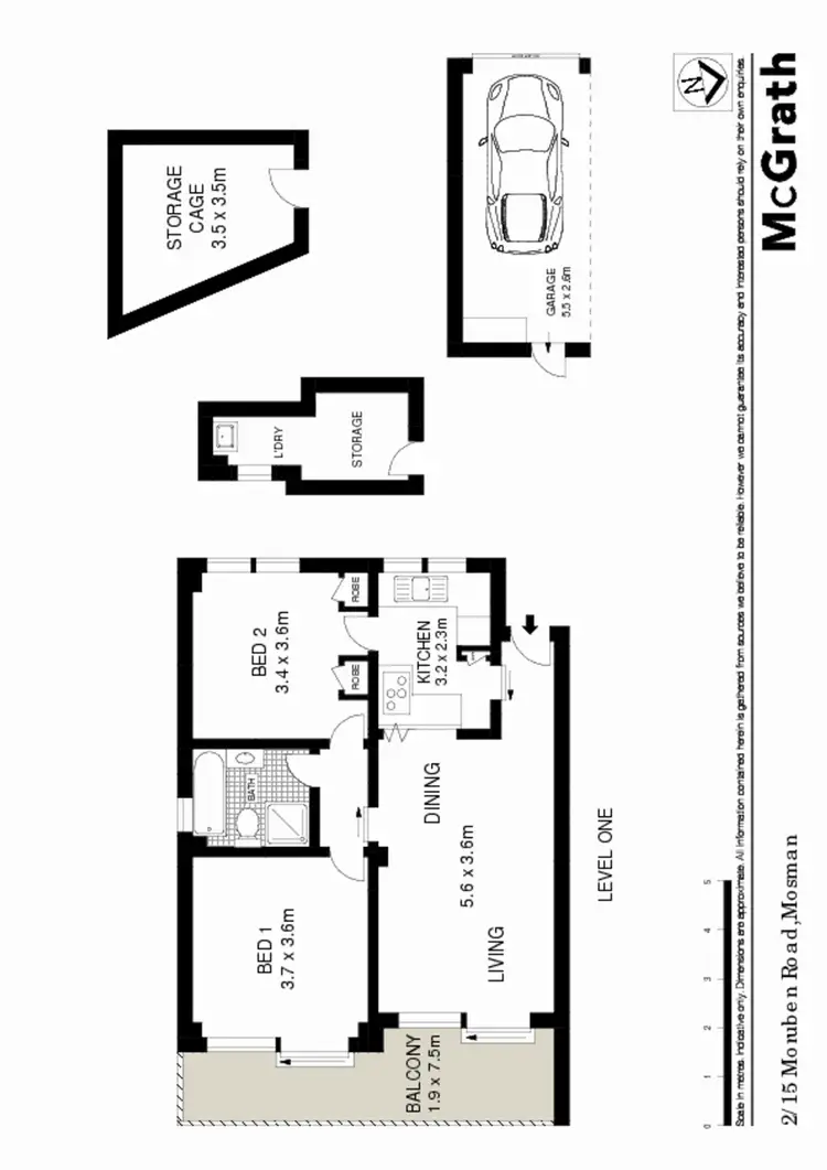Floorplan of Homely apartment listing, 2/15 Moruben Road, Mosman NSW 2088